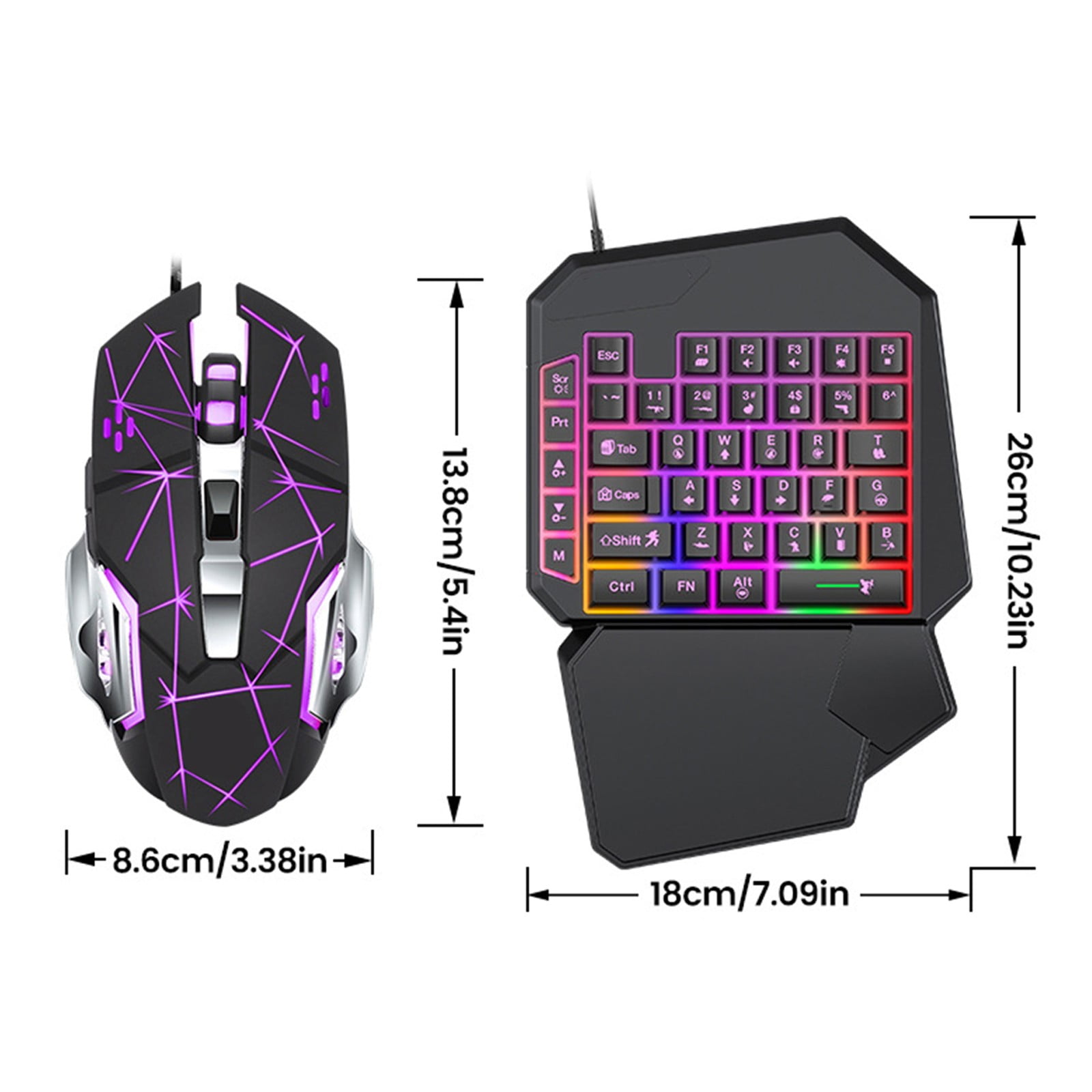 USB Cord Single Hand Gaming Keyboards And With 40Keys Layout Backlit Ergonomic Support Mechanical Feedbacks