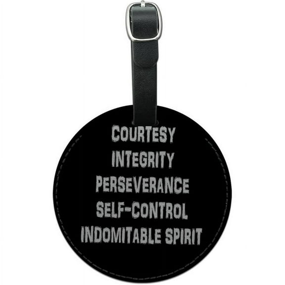 Five Tenets of Taekwondo Round Leather Luggage ID Tag Suitcase Carry-On