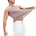 thumbnail image 4 of Fengqque Men's Sequin Tank Top Sparkly Metallic Sleeveless T Shirt Fitness Workout Summer Slim Fit Party Top Pink M(M), 4 of 5