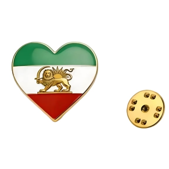 Golden Silver Iran Emblem Safety Lapel Pin Stainless Steel Brooch Pin