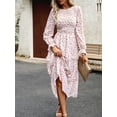 thumbnail image 2 of Biekopu Women’s Bohemian Floral Dress Long Sleeve Crew Neck Smocked A-Line Dress Long Flowy Dress, 2 of 8