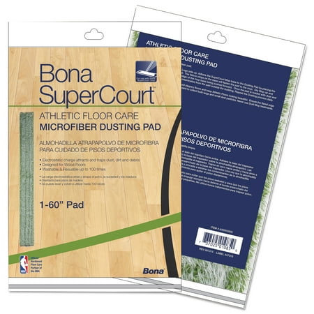 Bona SuperCourt Athletic Floor Care Microfiber Dusting Pad, 60", Green