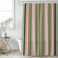 thumbnail image 6 of Colorful Striped Shower Curtain Set - Long 72" x 84" Washable Bathtub Curtain with 12 Hooks, Sage Green Pink White Vertical Lines Waterproof Fabric Stall Shower Curtains for Bathroom/Bathtub Décor, 6 of 6
