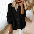 thumbnail image 7 of VISALY Cropped Cardigan Cardigan with Pockets Women's Fashion Casual Open Front Long Sleeve Chunky Knit Cardigans Sweaters Outerwear Coats V Neck Cardigan Cardigan Jacket Black Xl, 7 of 7
