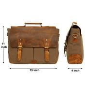 Leather Messenger Bag for Men, Laptop Briefcase Shoulder Business Satchel Vintage Canvas Travel Work Bag by Rustic Town