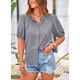 thumbnail image 5 of Camisa de Mujer PRETTYGARDEN Verano Botones Algodón Gris Talla S, 5 of 8