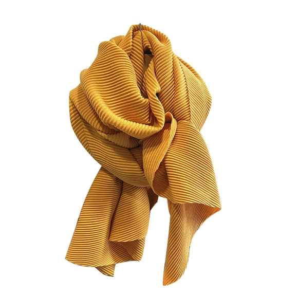 Minnieouse Lujosa bufanda plisada de un solo color para mujer, elegante, versátil, suave y cómoda Accesorios de disfraces cúrcuma