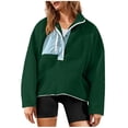 thumbnail image 2 of UQJfacai Womens Fuzzy Fleece Pullover Color Block Sherpa Sweatshirt Long Sleeve Button Down Sweater Winter Fleece Jacket with Pockets, 2 of 8