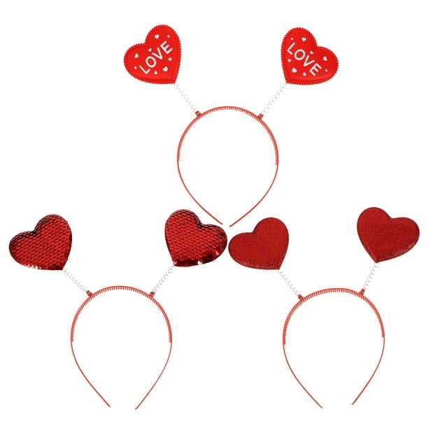 3pcs bandeau en forme de coeur bandeau de cheveux de fête de festival de  saint valentin 