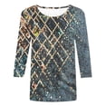 thumbnail image 4 of HKEJIAOI Blouse d'Été à Col Rond Imprimé Floral à Manches 3/4 pour Femmes, 4 of 5