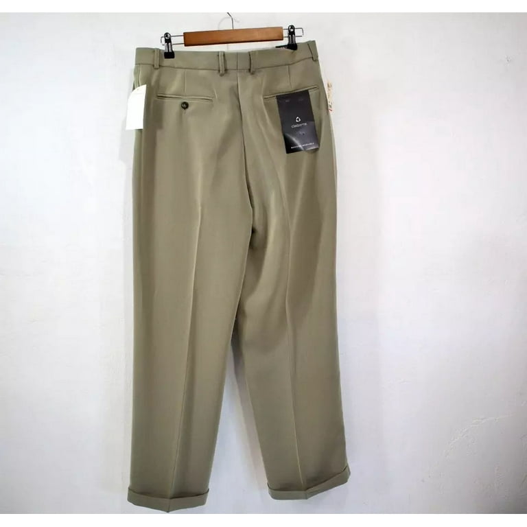 [35×29] claiborne Pleated Dress Trousers Claiborne Pleated Cuffed Dress Pants Mens Size 31R Beige