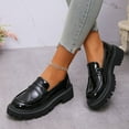 thumbnail image 5 of Hinvhai Patent Leather Tassel Loafers,Thick-Soled Loafers, Slip-on Thick-Soled Loafers, Simple Casual Flat Shoes Black 8.5(41), 5 of 8