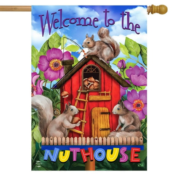 Briarwood Lane Spring Nuthouse Squirrels House Flag