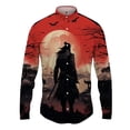 thumbnail image 3 of Camisa de solapa con estampado 3D de samurái japonés para hombre y mujer, camisas casuales de moda de manga larga, blusas con botones, ropa unisex de gran tamaño, 3 of 5