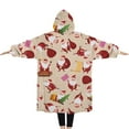 thumbnail image 2 of Oversized Wearable Blanket Hoodie,Beige Christmas Santa Pattern Sherpa Blanket Hoodie with Super Pockets,Super Warm Fuzzy Pullover for Women & Men, 2 of 6