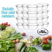 Mr Miracle Clear 48 Ounce Plastic Salad Bowls with Snap-On Lids. Pack 50. Airtight Disposable Salad Containers for Lunch, Meal Prep, Parties. Ideal as Disposable Salad Bowls with Lids
