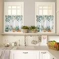thumbnail image 2 of Fall Pumpkin Tier Curtains, Thanksgiving Watercolor Green Eucalyptus Leaf Rod Pocket Kitchen Tier Curtains 2 Panels, Farmhouse Small Window Treatment Tiers for Bathroom Cafe, 27.5x36, 2 of 5