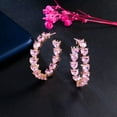 thumbnail image 6 of Romantic Heart Pink Round Circle Tennis Big Hoop Earrings CZ Rose Gold Jewelry, 6 of 9