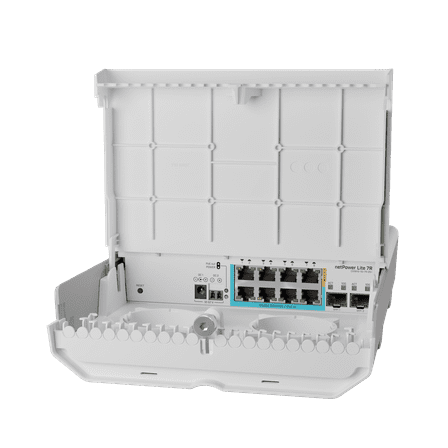 Mikrotik CSS610-1Gi-7R-2S OUT netPower Lite 7R: The Versatile and Affordable Outdoor Reverse PoE Switch.
