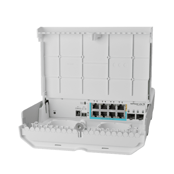 Mikrotik CSS610-1Gi-7R-2S OUT netPower Lite 7R: The Versatile and Affordable Outdoor Reverse PoE Switch.