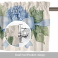 thumbnail image 6 of Blue Flower Bow on Beige Linen Valances for Windows,Kitchen Valance Rod Pocket Short Curtain, Spring Watercolor Botanical Valance Curtain Window Valances for Bedroom Bathroom Living Room 54x18in, 6 of 9