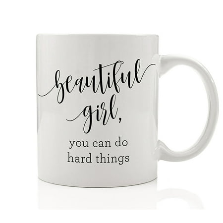Harp Gifts (Beautiful Girl, You Can Do Hard Things Inspiring Coffee Mug Gift Idea Be Brave Challenge Encourage Daughter Teen Child Wife from Family Spouse Friend 11oz Motivational Ceramic Cup by Digibuddha)