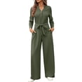 thumbnail image 2 of de Mujer de Larga con Cuello en V, Elegantes, Informales, de Pierna , para Otoño 2025. Verde S, 2 of 10