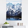 thumbnail image 1 of Scenery Tapestry, Cartoon Like Mountain with Snow Landscape with Lake Reflection Art, Fabric Wall Hanging Decor for Bedroom Living Room Dorm, 5 Sizes, Blue Grey Dark Blue, by Ambesonne, 1 of 1