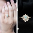 thumbnail image 3 of Rosec Jewels Princess Diana Inspired Ring, Oval Shape Ethiopian Opal Ring with Diamond Halo, 14K Yellow Gold, US 4.00, 3 of 10