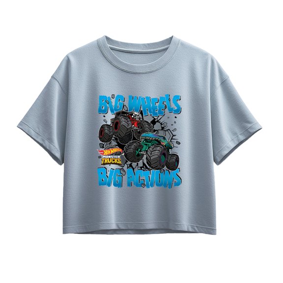Hot Wheels - Big Actions Big Wheels Girls' Short Sleeve Boxy Graphic T-Shirt