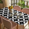 thumbnail image 3 of Black Rhombus Table Cloths for 6 Foot Rectangle Tables, Retro Abstract Geometric Pattern Patio Waterproof Elastic Fitted Tablecloths, Washable Rectangular Table Cover for Camping, 3 of 8