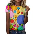 thumbnail image 3 of Colorful Dots T-Shirts Casual T-Shirt Short Sleeve Women Trendy Tshirt Beach Custom Tops, 3 of 5