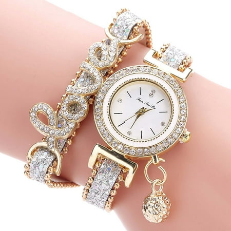 Holiday Savings Deals! Kukoosong Womens Watches Clearance Sale Prime Bracelet Watch Love Leather Strap Water Diamond British Watch Luxu Ladies Watches SL