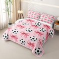 thumbnail image 3 of spefrowx Pink Watercolor Bowknot Twin Quilt Set for Girls, Cartoon Soccer Sports Twin Coverlet Set, 2pcs, 3 of 7