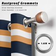 thumbnail image 6 of Outdoor Curtains for Patio Waterproof, Orange Navy Blue Striped Windproof Pravicy Outside Porch Blackout Curtain, Minimalist Farmhouse Lines Sun Blocking Grommets Curtains for Cabana 2 Panels 54"x84", 6 of 9