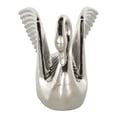 thumbnail image 6 of 11" x 8" Silver Ceramic Swan Sculpture with Textured Grooves, by DecMode, 6 of 9
