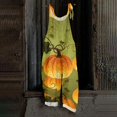 thumbnail image 2 of HAJWOH Halloween Plus Size Boho Overalls for Women Halloween Print Hippie Cloth Floral Printed Jumpsuits Spaghetti Strap Rompers(Green,M), 2 of 6