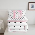 thumbnail image 5 of Manfei Bowknot Alphabet Print D King Size Comforter Sets,Pink Ribbon Bows Comforters King Size,Pink Reversible,3pcs,1 Comforter and 2 Pillowcases, 5 of 7