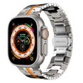 thumbnail image 2 of Compatible for Apple Watch Metal Strap 49mm 45mm 44mm 42mm, for iWatch Ultra 2/1 Stainless Steel Adjustable Butterfly Buckle Bracelet Wristband for iWatch Series 9 8 7 6 5 4 SE 3 2 1, Orange, 2 of 9