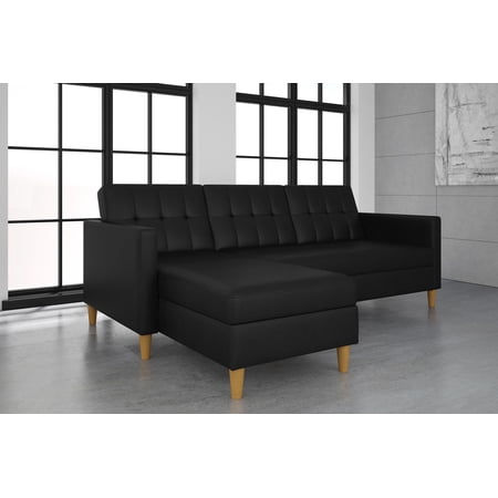 DHP Hartford Storage Sectional Futon, Black Faux Leather INCOMPLETE ...