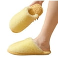 thumbnail image 6 of Women's House Slippers Flat Heel Closed Toe Slip-on Flats Slides Women's Casual Home Indoor Outdoor Solid Color Slippers with Velvet And Warm Slippers Yellow7.5, 6 of 6