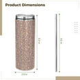 thumbnail image 4 of Botella de agua con diamantes de imitación Bling – Vaso de acero inoxidable aislado al vacío de 20 oz con pajita, elegante diseño brillante, mantiene las bebidas calientes/frías, perfecto para hidrata, 4 of 5