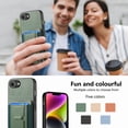 thumbnail image 6 of for iPhone 16e Carbon Fiber Texture Wallet Case with Credit Card Slots, Shockproof Protection Business PU Leather Flip Kickstand Phone Cover for iPhone 16e, Green, 6 of 10