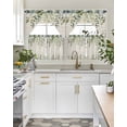 thumbnail image 4 of Sage Green Swag Kitchen Curtains Sets for Windows 24 Inch Length, Eucalyptus Leaves Short Window Curtain Panels Swags Valances and Tiers 3 Piece Set for Cafe/Dining Room, 4 of 5