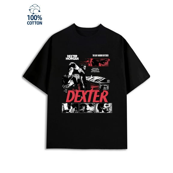 Dexter Tee for men 180G 100% Cotton black Basic Unisex Shirt Short Sleeve tshirts Basic Unisex Shirt Cotton tshirts Unique Design Unisex Shirt Printed tshirts Trendy Unisex Shirt Printed tshirts