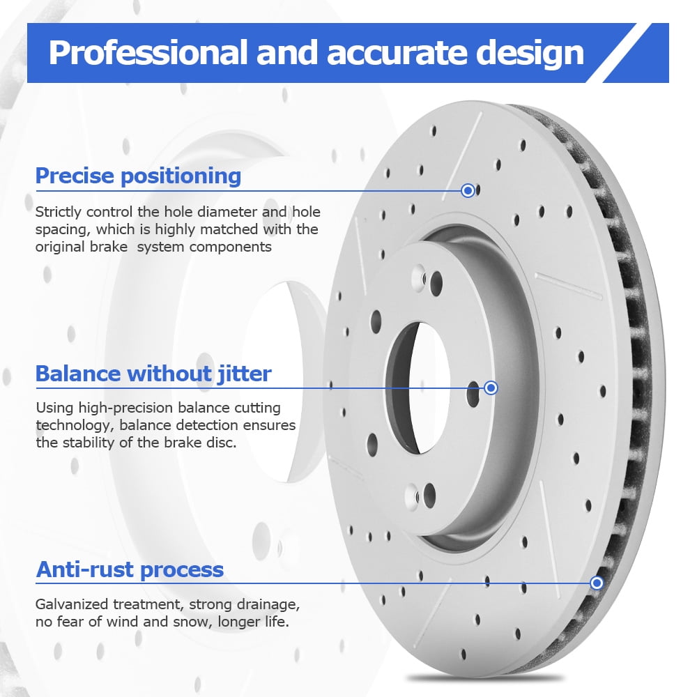 Front & Rear Disc Drilled Rotors + Ceramic Brake Pads for Dodge Charger Challenger Magnum Chrysler 300