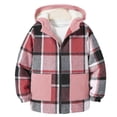 thumbnail image 4 of ZOYOEN Girls Plaid Fleece Jackets with Hood- Warm Casual Loose Fit Full Zip Kids Winter Coat Hot Pink Size 8 Years, 4 of 6