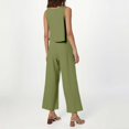 thumbnail image 2 of Conjunto de dos piezas de lino para mujer: chaleco sin mangas y pantalones anchos. Transpirable, con bolsillos laterales para el verano. Tallas: S-XXXXL., 2 of 5