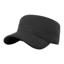 FREEBIRD99 Cotton Twill Flat Top Peaked Hat Army Military Cadet Cap - Black