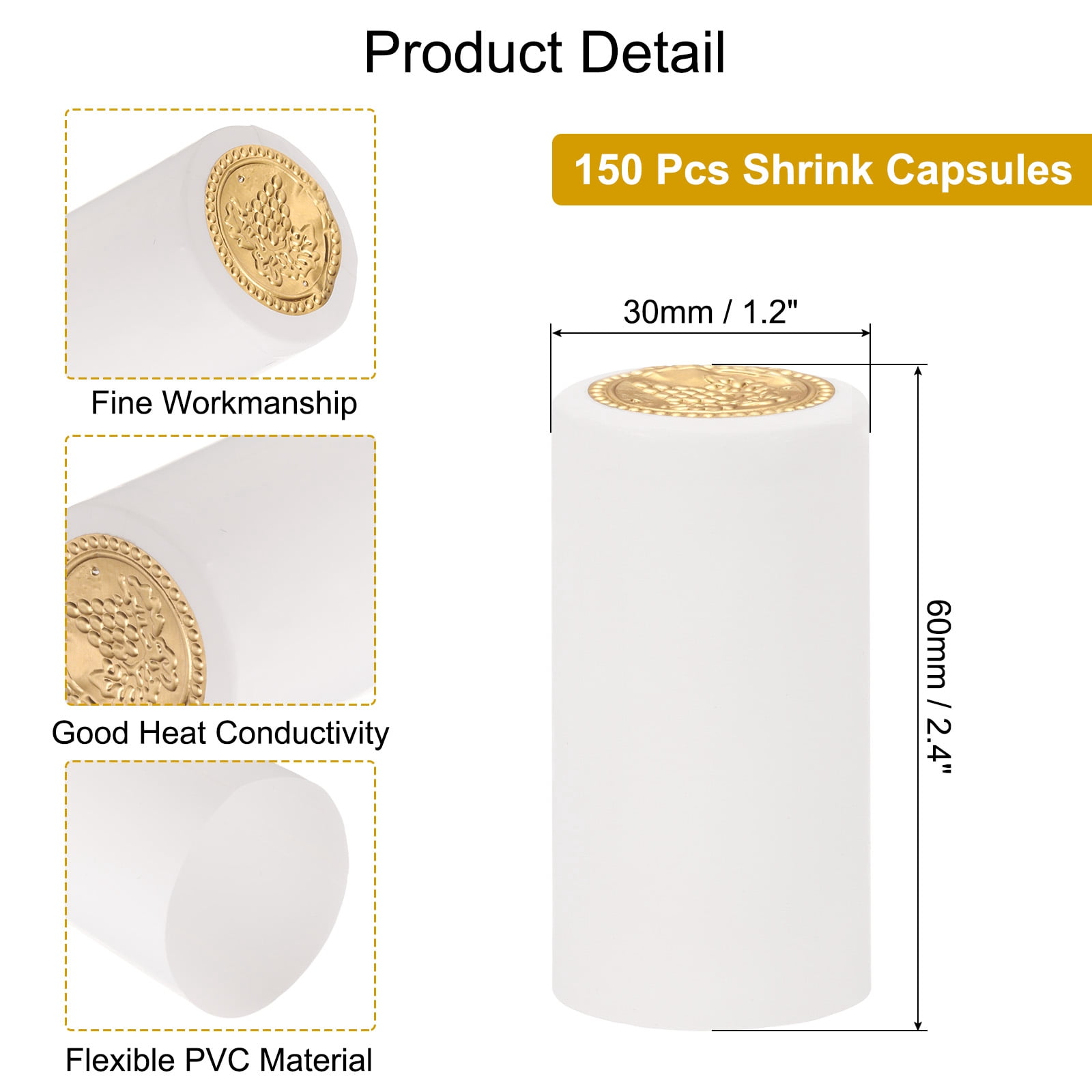 Unique Bargains Heat Shrink Capsules Wine Bottle Sealer Wrap Caps for Preservation White